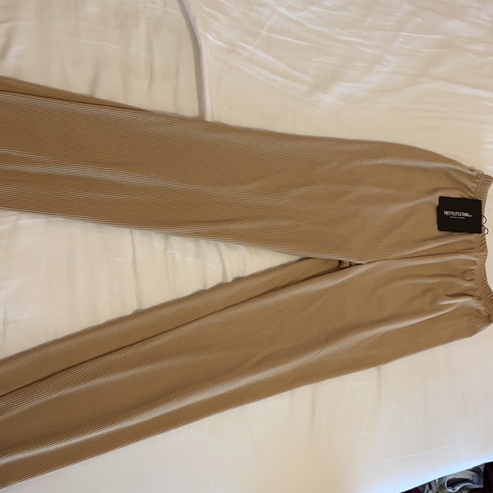 Camel Ribbed Casual Joggers - Picture 3 of 5